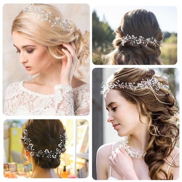 Elegant Crystal Bridal Hair Vine - Extra Long Pearl - Picture 3 of 7